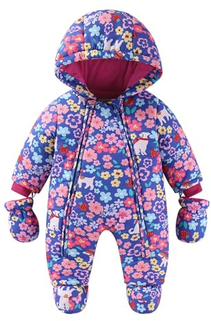 Lobmouse Bambino Tute da Neve Inverno Pagliaccetto Body con Cappuccio Infantile Jumpsuit Ragazza Ragazzi Tuta Footies con Guanti Spesso Tutine Neonato Maniche Lunghe per 3-24 Mesi
