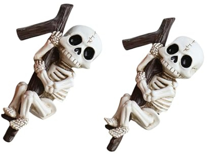 Uqezagpa Unique Resin Skull Shape Plant Hanger Weather Resistant Indoor Outdoor Decoration Halloween Theme For Home Garden 1 Pair Skull Planter Wall Decoration