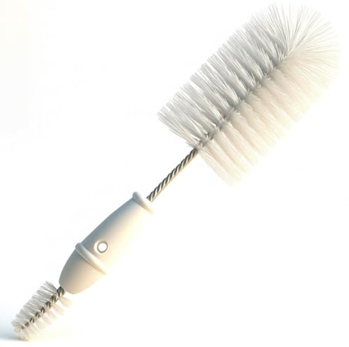 2 In 1 Bottle And Teat Brush With Soft Nylon Bristles And Non Slip Handle Ideal For Cleaning Baby Bottles Teats And Lids Durable Safe And Gentle Design For Everyday Use