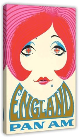 NKALFGH Poster auf Leinwand, Vintage-Stil, Pan Am England, Wandkunstdruck, Bild, Gemälde, 40 x 60 cm