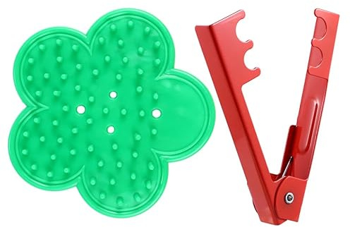 NUOBESTY Coupe Épine Rosier en Métal avec Ressort Epepineuse De Fleuriste pour Enlever Épines Et Feuilles 1 Dissolvant D'Épines Métallique Et 2 en Silicone Outil Jardin 5.51X1.57X0.98In