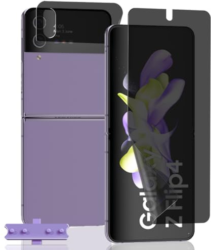 Zhiihorr Protector Pantalla Privacidad para Samsung Galaxy Z Flip 4, Flexible/Anti Espía [1 Pieza Externo + 1 Pieza Interno Privacy Película TPU Suave] - Película Protectora para Galaxy Z Flip 4