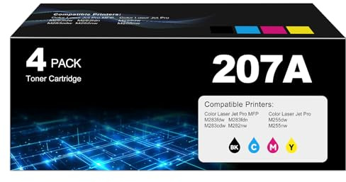 207A Toner kompatibel MFP für M283fdw M255dw M282nw für HP 207A 207X 207 Toner mit Chip kompatibel für Color Laser Jet Pro MFP M283fdw M255dw M282nw M283fdn M255nw M283cdw hohe Reichweite (4er-Pack)