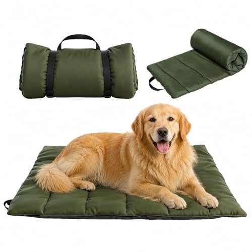 XPJBKC Hundedecke für Unterwegs, 110 × 68 cm Hundedecke Outdoor Wasserdicht & rutschfeste, Waschbares Reisedecke Hund, Faltbare und Tragbar Hundematte Outdoor für Hundekiste Reise Camping (Grün)