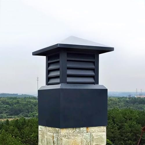 Terminale Architettonico Comignolo Canna Fumaria Antipioggia con Base Quadrata, Cappello Terminale Antivento Statico in Alluminio per Stufa Pellet e Aspirafumo
