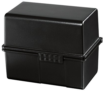 HAN Karteibox DIN A8 quer – innovatives, attraktives Design für 200 Karteikarten mit Stahlscharnier und Schnappverschluss, mit A-Z Register, schwarz, 978-13, 1 STÜCK