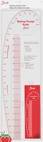 Dritz Styling Design Ruler, Curved and Straight Edge, Clear