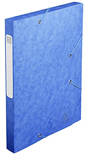 Exacompta 18505H 25er Pack Premium Sammelboxen mit Gummizug 25 mm breit aus extra starkem Colorspan-Karton mit Rückenschild für DIN A4 Archivbox Heftbox Dokumentenbox Zeichenbox Sammelmappe blau