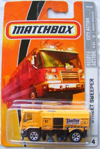 2008-2009 Matchbox STREET SWEEPER truck City Action Series 4 of 13 #44 YELLOW-ORANGE by Matchbox
