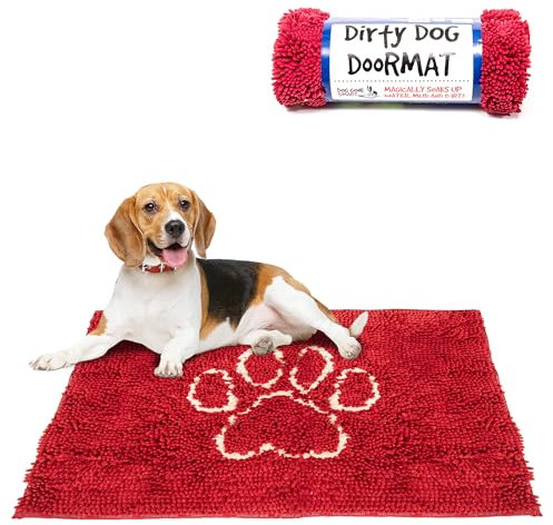 Dog Gone Smart Dirty Dog Fußmatte – schnell trocknender Teppich mit super griffiger Rückseite für saubere Böden – super saugfähige und maschinenwaschbare Matte für schlammige Pfoten – Kastanienbraun