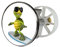 Waschbeckenstöpsel Design Surfing-Turtle | Abfluss-Stopfen aus Metall | Excenterstopfen | 38 – 40 mm