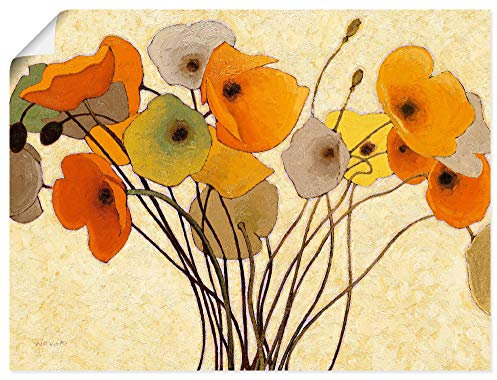 ARTLAND Wanddeko Poster & Kunstdrucke Wandposter 80x60 cm Blumen Blüten Mohnblumen Botanik Abstrakte Kunst Malerei Modern L1CB
