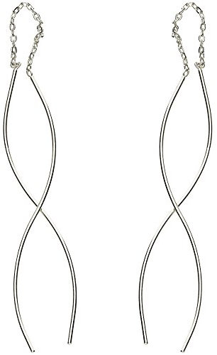 MYA art Damen Ohrringe Hängend Durchzieher 925 Silber Spirale Welle Ohrhänger mit Stäbchen MYASIOHR-13