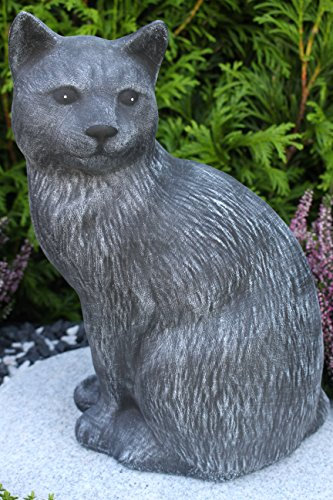 STEINFIGUREN SPICKER Steinfigur Katze groß, 179/1 Gartenfigur Steinguss Tierfigur Basaltgrau