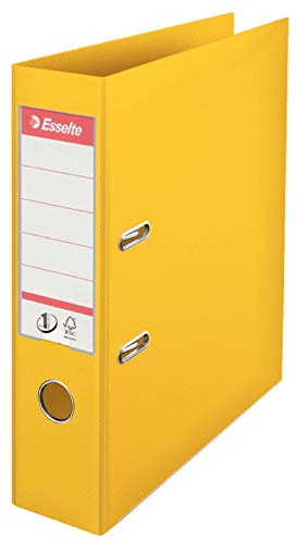 Esselte Lever Arch File PVC Slotted 70mm Spine A4 Yellow Ref 48061 [Pack 10]