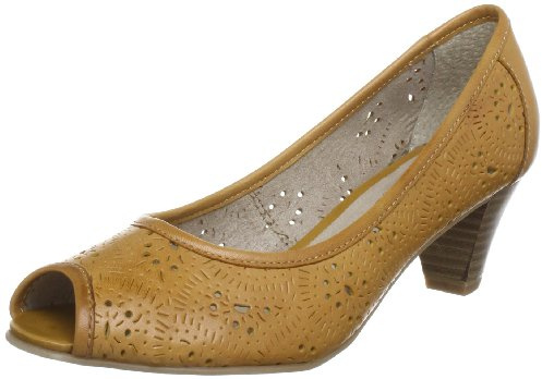 Jana Women's Peeptoe Ballet Flats Peep Toe, Green Lemon 607, 40.5 EU X-Weit