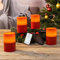 Spetebo LED Wachskerzen rot mit Kerzentellern gold - 4er Set - Künstliche Stumpen Kerzen mit Fernbedienung