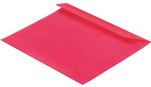 100 Stück, Farbige Transparente Briefumschläge, DIN C6, Haftklebung mit Abziehstreifen, Gerade Klappe, 92 g/qm Offset, Ohne Fenster, Rot (Transparent-Intensivrot), Blanke Briefhüllen