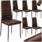tectake® eleganter Stuhl mit hoher Rückenlehne, 6er Set, Pflegeleichte Esszimmerstühle, Küchenstühle 6er Set, Stühle 45 x 48 x 98,5 cm, Polsterstuhl modern und bequem - braun