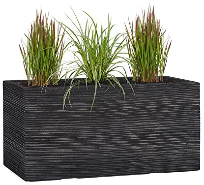 Pflanzwerk® Jardinera Fibra de Vidrio Tub Groove Antracita 40x80x40cm *Maceta a Prueba de heladas* *Protección UV* *Calidad Europeo*