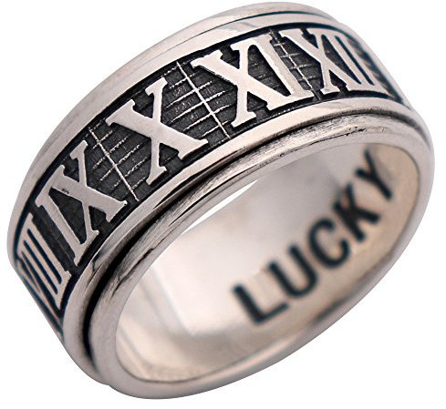 Vintage 925 Sterling Silber Römischen Zahlen Ring Spinner Fidget Anxiety Ring für Herren Damen Größe 53