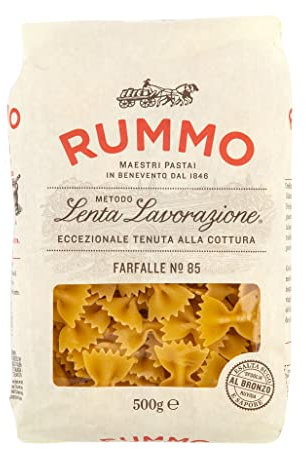 Rummo Farfalle Pasta No.85 - Elegante pasta de mariposa italiana, hecha para platos ligeros y sabrosos, 500 g (paquete de 1)