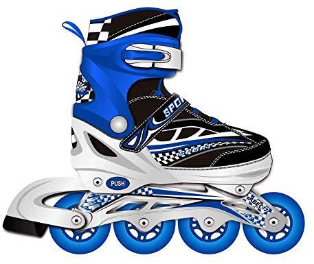 Tante Tina Inliner für Kinder - Kinder Inliner verstellbar mit leuchtenden Rollen - Kindernliner Rollschuhe größenverstellbar in 4 Größen - Blau L (38-41