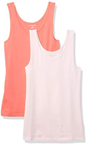 Amazon Essentials Top a Canotta Slim Donna, Pacco da 2, Rosa/Rosa Corallo, M