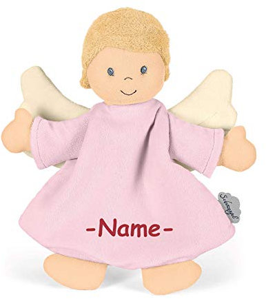 Sterntaler Schutzengel individuell Bestickt mit Name, Weiches Schnuffeltuch ab 0 Jahre, Schmusetuch für Babys, Jungen und Mädchen, Kuscheltuch waschbar