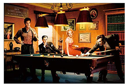 manbgt Moderne Klassische Filmplakat Leinwand Malerei Elvis Presley Humphrey Bogart Spielen Billard Wandkunst Porträt Bild Wohnkultur 60x90cm ohne Rahmen