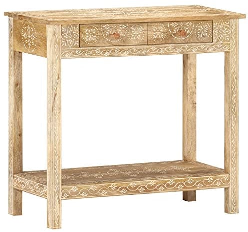 vidaXL Mangoholz Massiv Konsolentisch 2 Schubladen Konsole Beistelltisch Sideboard Flurtisch Ablagetisch Frisiertisch Wandtisch 80x35x74cm