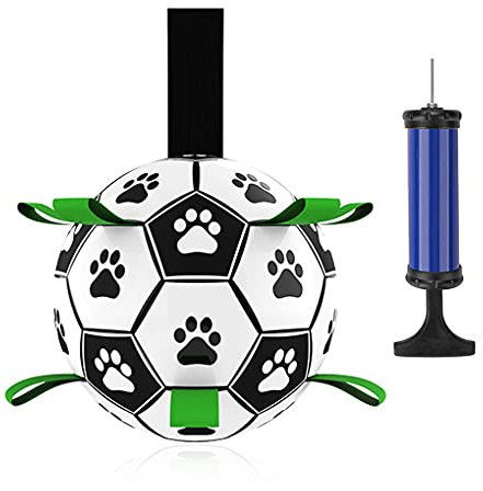 TIYUPA Hund Fußball, Hundespielzeug Ball mit Greiflaschen, 15CM Interaktiver Schwimmender Ball mit Ballpumpe und Nadel, Innen & Außen Spielzeug Hund Ball für kleine und mittelgroße Hunde