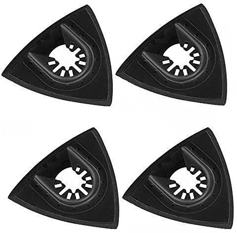 Lot de 4 patins de ponçage triangulaires universels pour outils multifonctions oscillants, à dégagement rapide, 80 mm, noir