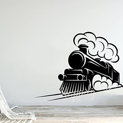 NSRJDSYT Zug Wandtattoo Kinderzimmer Dekor Vinyl Bahngleis Aufkleber Wandbild Eisenbahn Lokomotive Aufkleber Kleiner Junge Schlafzimmer Dekoration 52x42cm