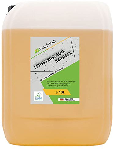haid-tec Feinsteinzeug Naturstein Reiniger 10L Kanister, Fliesenreiniger intensiv, Reinigungsmittel für Saugwischer, Antikalk Formel, biologisch abbaubar, made in Germany mit eu ecolabel