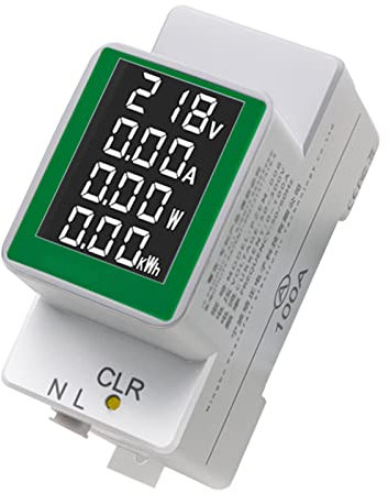 DEWIN Misuratore Consumo Elettrico,100A AC50-300V Voltimetro Amperimetro Digital PZEM-008 Wattmetro Multifunzione con Display LCD per la Misurazione del Circuito Domestico