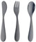 Black Children Cutlery Metal, 3 Pcs Stainless Steel Kids Flatware Set with Knife/Fork/Spoon, Todler Silverware Healthy & Mirror Polished, Dishwasher Safe