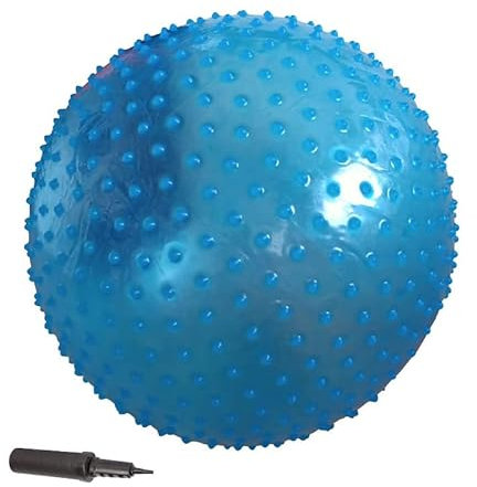 Playlearn Large Textured Pilates Ball for Fitness Yoga-Blue 67cm Gym Balls for Pilates,Pregnancy, Yoga & Balance-Inflatable Exercise Swiss Ball with Pump for Office Home Gym