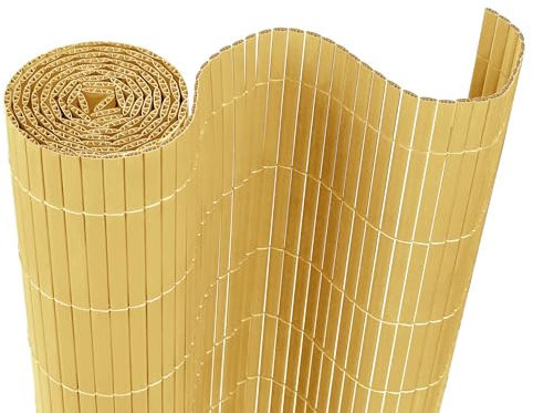 VA-Cerulean PVC Sichtschutzmatte Sichtschutzzaun 120x500CM, Bambus, Outdoor Sichtschutz mit verstärkten Lamellen, Zaunblende Windschutz UV-Beständig für Garten Balkon Fences Terrasse Zubehör