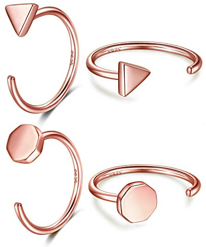 CHIC & ARTSY Huggie Hoop Ohrringe Rose Gold Plated 925 Sterling Silber Dreieck Punkt Halb Hoop für Frauen Offene Kleine Huggy 2 Paare