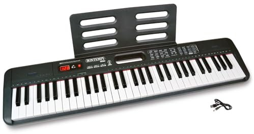 Bontempi | HarmonyKeys - Tastiera Digitale a Passo Professionale, 61 Tasti con Connessione USB e Cavo di Alimentazione DC/USB per un'Armonia Perfetta, 910x215x90 mm