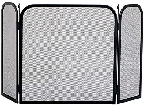 ROYUMI Kaminschutzgitter Einfaches Design 3-teiliger Kaminschirm, Einfacher Faltbarer Funkenschutz aus Stahlgeflecht, Schornstein Holzbefeuerter Kaminschirm, Kamintor zur Sicherheit