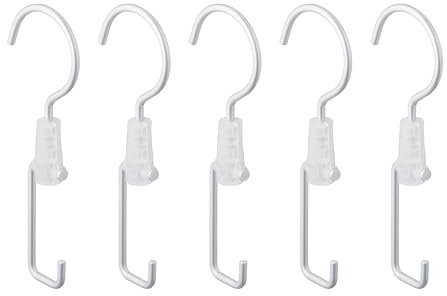 Relaxdays Barra Set de 5 Ganchos de Ropa, Colgadores para Armario y Percheros, Perchas de Metal para Colgar, Plateado, Hierro, 14 x 5 x 1,5 cm