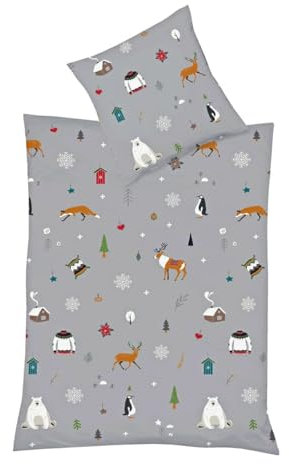 fleuresse Mako-Satin Bettwäsche Milano Winteridylle grau