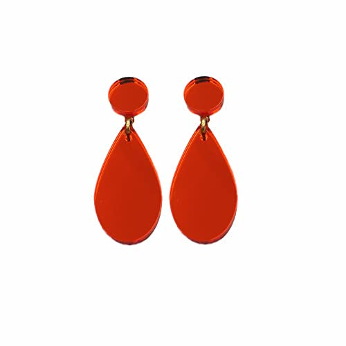 Pendiente Metacrilato Espejo Lagrima (Naranja)