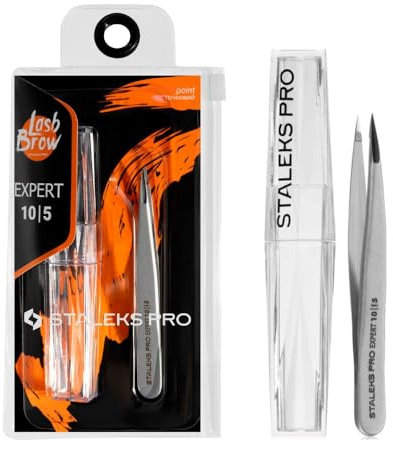 STALEKS PRO Pinza para cejas, vellos encarnados, acero inoxidable. Expert 10/5