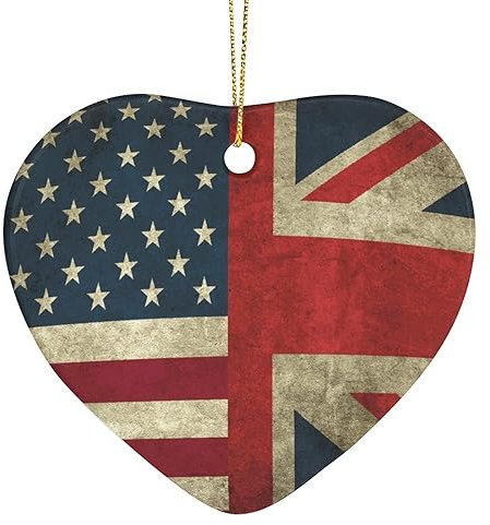 Retro American And The Union Jack Flag Christmas Decorations Heart Shaped Xmas Hanging Ornament for Christmas Tree Party