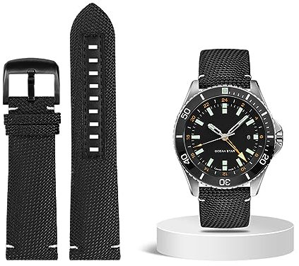 BRART 22mm Nylon Wasserdicht Armband für Mido M026.629/430 Ocean Star M042.430 Ersatz Armband Band Herren Zubehör, 22 mm, Achat