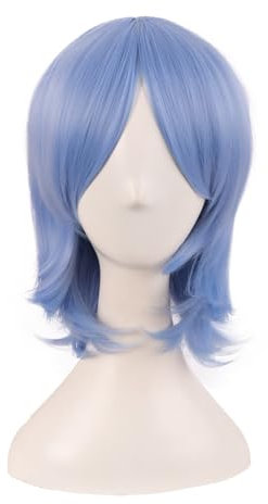 MapofBeauty 16 Pollic/40 cm Sintetico Fibra Shoulder Lunghezza Cosplay Corto Layered Parrucche (Leggero Blu Viola)