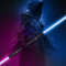 Lischwert 2 Paquet Sabres Laser à Poignée en Métal - 7 Couleurs RVB Variables Avec Effets Sonores de Frappe - LED, Aluminium, Duel FX